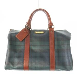 ボストンバッグ ミニ 旅行カバン PVC レザー 革 ロゴ ブラックウォッチ 緑 グリーン /CK4 GY13