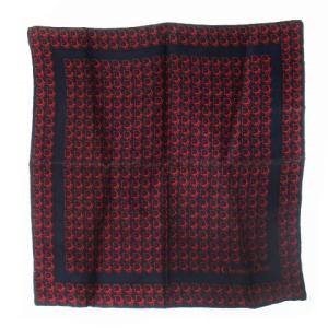 スカーフ スクエア シルク 絹 トロッター ロゴ 総柄 紺 ネイビー 赤 レッド /CK24 GY11