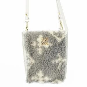 ショルダーバッグ ミニ ボア レザー 革 ロゴ グレー 白 ホワイト /CK24 GY11