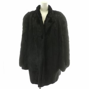 銀サガ ファーコート ミドル ハーフ ロング ブラックミンクファー 毛皮 総裏地 刺繍 F 大きいサイズ