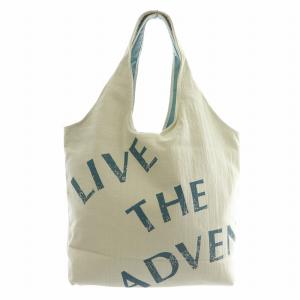 トートバッグ ハンド エコバッグ リバーシブル キャンバス ナイロン 海 魚 ロゴ アイボリー 青 ブルー