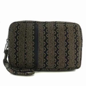 クラッチバッグ セカンドバッグ ポーチ 鹿革 レザー 漆 総柄 黒 ブラック 茶色 ブラウン /XZ GY11