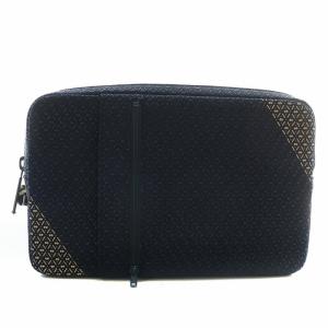 クラッチバッグ セカンドバッグ ポーチ 鹿革 レザー 漆 総柄 紺 ネイビー /XZ GY11