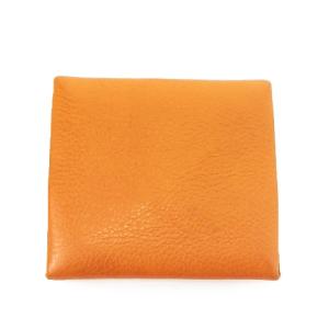 IL BISONTE 小銭入れ コインケース コインパース BOX型 ボックス型 レザー 革 型押しロゴ オレンジ 茶 ブラウン