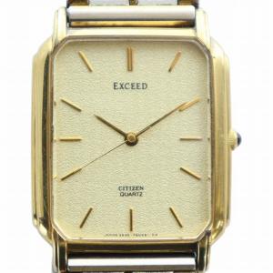 エクシード EXCEED 腕時計 ウォッチ スクエア クォーツ ロゴ シルバー色 ゴールド色 5637-F60382