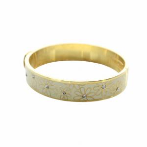 バングル ブレスレット アクセサリー ロゴ 花柄 ラインストーン ゴールド色 GY18 /MQ