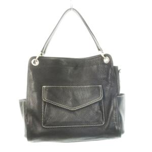 Hanna-fu ハンドバッグ トートバッグ ショルダー 2way ポーチ付き レザー 多数ポケット 黒