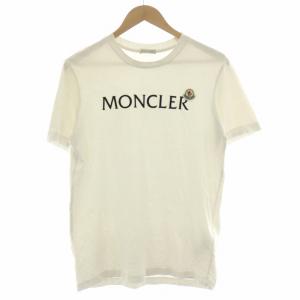 Tシャツ カットソー 半袖 フロッキープリント ワッペン ロゴ S 白 ホワイト H20918C00025