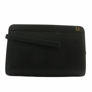 クラッチバッグ セカンドバッグ レザー ストラップ付き ロゴ 黒 ブラック /XZ GY18