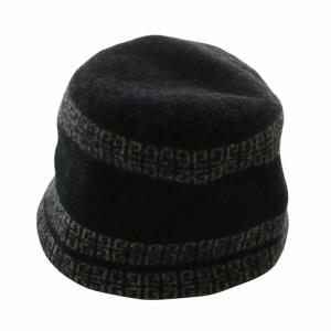 帽子 バケットハット バケハ ウール 4G ロゴ 総柄 57.5cm 黒 ブラック /XZ GY18