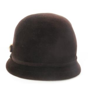 Borsalino 帽子 クロシェハット ベルハット ウール リボン ファー M 茶 ブラウン /AO5 GY18