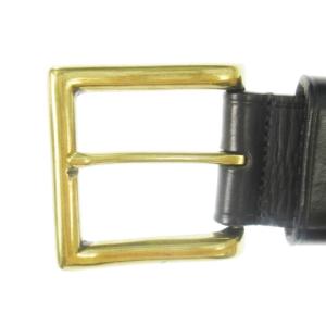 RALPH LAUREN ベルト レザー 革 ゴールドカラーバックル 幅太 ポニーロゴ型押し S 黒 ブラック /CK26 GY18