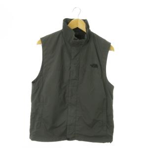 EARTHLY VEST ジップアップベスト ナイロン ロゴ刺繍 アウトドア M グレー NP11916