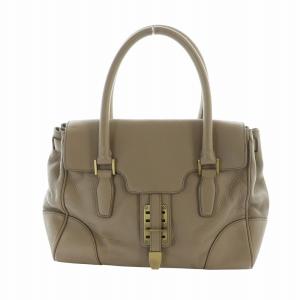 ハンドバッグ トート レザー 型押し ロゴ 茶 ブラウン GY18 /MQ