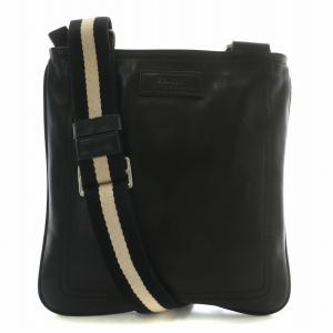 ショルダーバッグ クロスボディ レザー ロゴ 型押し 黒 ブラック /XZ GY18