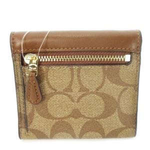 COACH 二つ折り財布 ウォレット 小銭入れあり PVC レザー 革 シグネチャー ロゴ 茶 ブラウン F87589