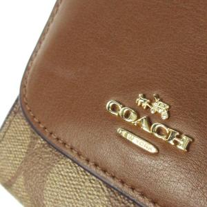 COACH 二つ折り財布 ウォレット 小銭入れあり PVC レザー 革 シグネチャー ロゴ 茶 ブラウン F87589