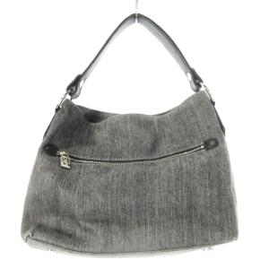 Think Bee マルガリータ ハンドバッグ デニム レザー 革 コサージュ フラワーモチーフ ラインストーン ロゴ グレー