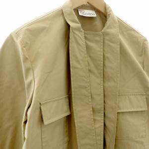 RED VALENTINO REDVALENTINO ステンカラーコート ロング ミリタリー スタンドネック フルジップ メタルパーツ 40 ベージュ TR0CJA754YM