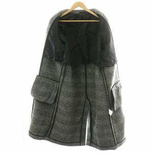 ATON チェスターコート ダブル ロング  ウール 背抜き チェック柄 6 L 灰 グレー /MP GY18