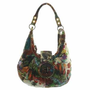トートバッグ ショルダー 2WAY キャンバス ターンロック 花柄 総柄 マルチカラー /XZ GY18