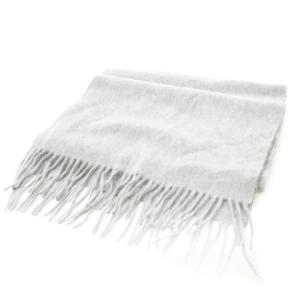 マフラー フリンジ カシミヤ ロゴ刺繍 グレー /CK22 GY18