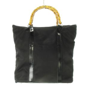 ハンドバッグ ナイロン レザー 革 バンブーハンドル 黒 ブラック 000 1998 0508 /CK16