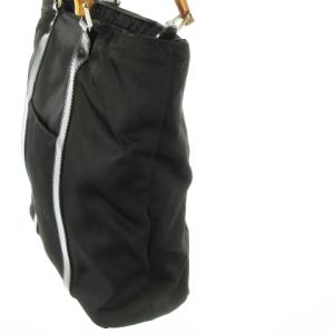 GUCCI ハンドバッグ ナイロン レザー 革 バンブーハンドル 黒 ブラック 000 1998 0508 /CK16