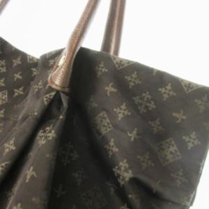 russet トートバッグ ナイロン レザー 革 ロゴ モノグラム タック 茶 ブラウン /CK19 GY11