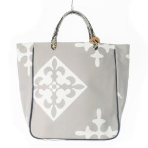 トートバッグ キャンバス レザー 革 パイソン型押し ロゴ モノグラム グレー /CK20 GY11