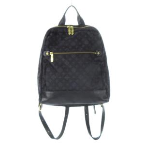 リュックサック デイパック ナイロン ジャカード レザー 革 ロゴ モノグラム 紺 ネイビー /CK14