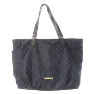 トートバッグ ナイロン レザー 革 ロゴ モノグラム 紺 ネイビー /CK33 GY11
