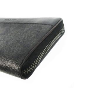COACH 長財布 ロングウォレット 小銭入れあり ラウンド レザー 革 PVC シグネチャー ロゴ型押し 黒 ブラック