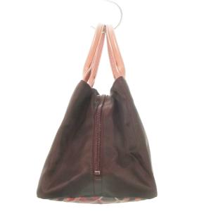 BURBERRY BLUE LABEL ハンドバッグ トートバッグ マチ広め ナイロン チェック 茶 ブラウン ピンク /AH17 GY17