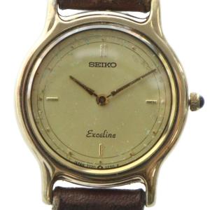 エクセリーヌ EXCELINE 腕時計 ウォッチ クォーツ ロゴ レザーベルト ゴールド色 7320-0350