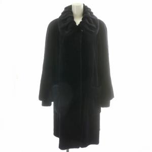 銀サガ ファーコート ロング シェアードミンク カラーミンク 毛皮 ステンカラー 総裏地 F 紺 ネイビー