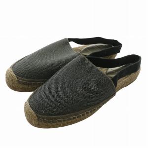 サンダル スリッパ エスパドリーユ ラウンドトゥ ラインストーン ストラップ 38 25cm グレー /XZ