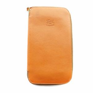 長財布 ウォレット レザー 型押し ロゴ ラウンドファスナー 茶 ブラウン GY11 /MQ