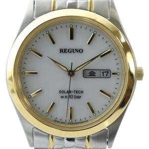 レグノ 腕時計 ウォッチ ソーラー 白文字盤 ロゴ カレンダー付き シルバー色 ゴールド色 RS25-0053B