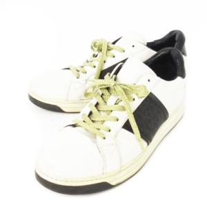 スニーカー ローカット レースアップ レザー 革 MK柄 ロゴ型押し 8.5 26.5cm 白 ホワイト