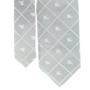 BURBERRY LONDON ネクタイ レギュラー シルク 絹 ロゴ刺繍 チェック シルバーグレー /CK23 GY18