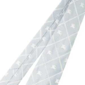 BURBERRY LONDON ネクタイ レギュラー シルク 絹 ロゴ刺繍 チェック シルバーグレー /CK23 GY18