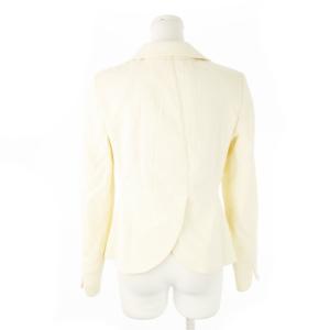 Salvatore Ferragamo ジャケット ステンカラー Vカット ジャカード 立体感 ウール 42 M 白 アイボリー /CK27 GY18