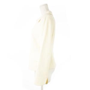 Salvatore Ferragamo ジャケット ステンカラー Vカット ジャカード 立体感 ウール 42 M 白 アイボリー /CK27 GY18