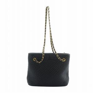 BALLY ショルダーバッグ トートバッグ キルティング レザー ロゴ タッセル ゴールド金具 黒 ブラック GY18