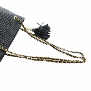BALLY ショルダーバッグ トートバッグ キルティング レザー ロゴ タッセル ゴールド金具 黒 ブラック GY18