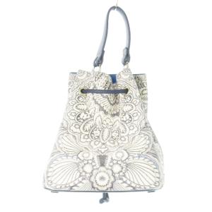 FURLA ハンドバッグ 巾着バッグ 2way ショルダーバッグ レザー 革 ロゴ プリント 花柄 耽美 ポーチ付き