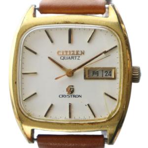 ジャンク品 CRYSTRON クリストロン 腕時計 ウォッチ スクエア クォーツ カレンダー付き 白文字盤