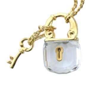 クリスタルメモリーズ ネックレス アクセサリー ペンダント ロゴ カデナ 南京錠 クリア ゴールド色 GY11