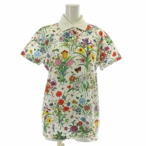 ヴィンテージ ポロシャツ 半袖 フラワー フローラル ボタニカル 花柄 総柄 M マルチカラー /XZ